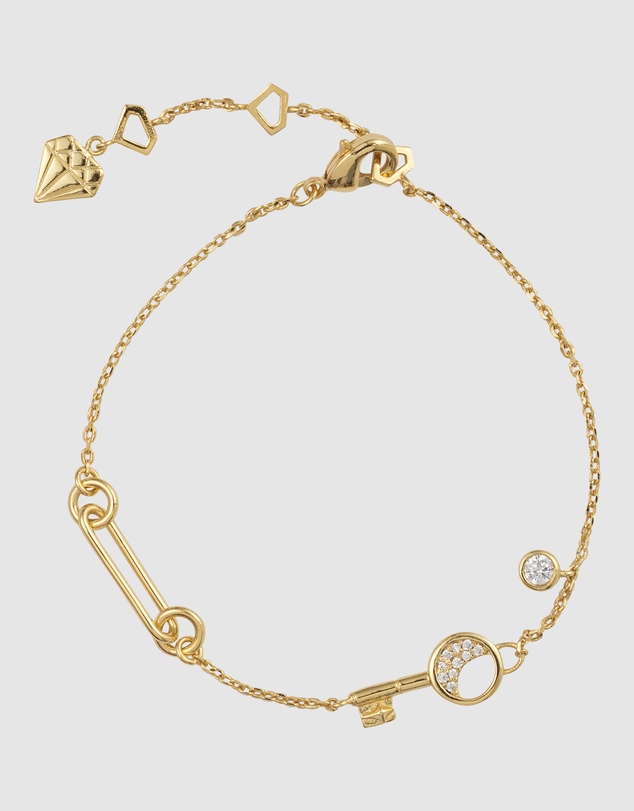 Wanderlust + Co - Crescent Key Gold Bracelet