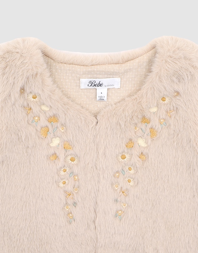 Bebe by Minihaha - Winnie Emb. Faux Fur Vest 3-7 Yrs