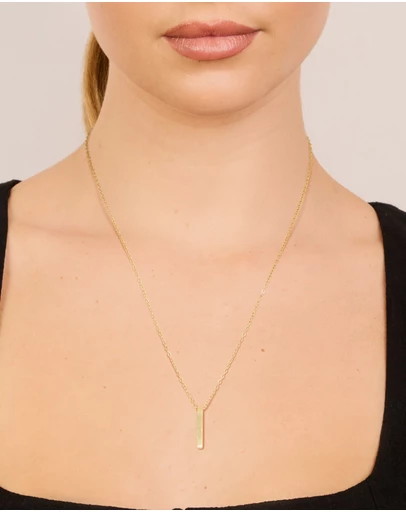 Lovisa - Waterproof Gold Plated Stainless Steel Pillar Engravable Pendant Necklace