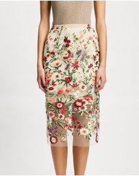 Lindsay Nicholas New York - Floral Sheer Lace Skirt with Underskirt