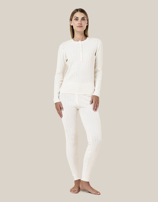 Papinelle - Olivia Pointelle Long Sleeve Henley Top