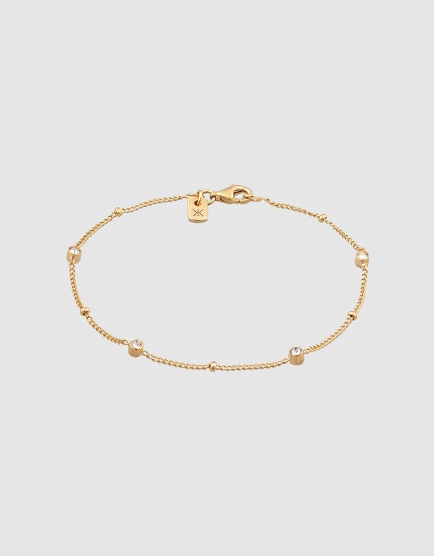 Kuzzoi - ICONIC EXCLUSIVE - Satellite Chain Bracelet with Crystals in Gold-Plated 925 Sterling Silver