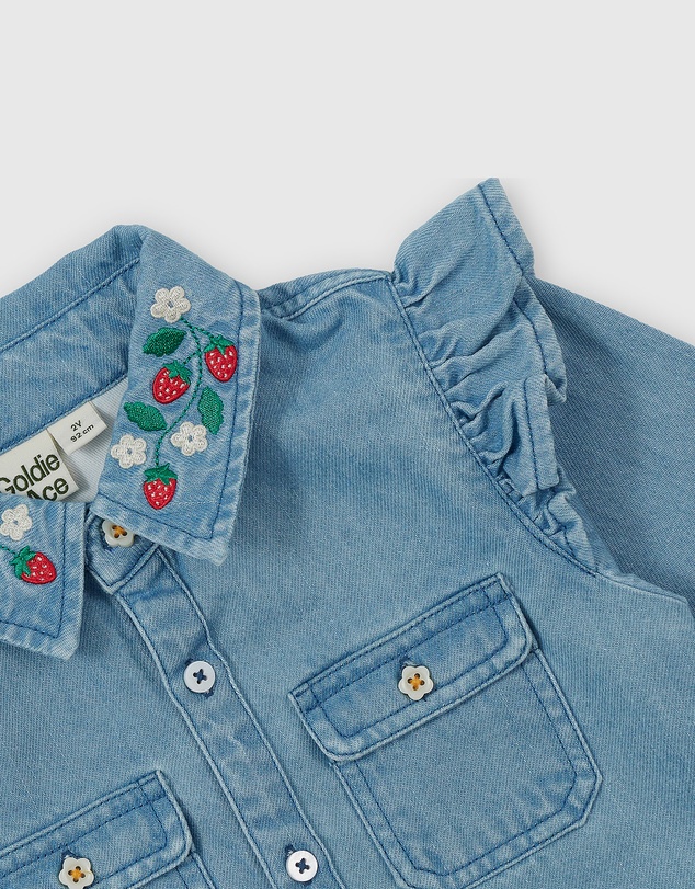 Goldie + Ace - Wild Strawberry Chambray Shirt - Babies-Kids