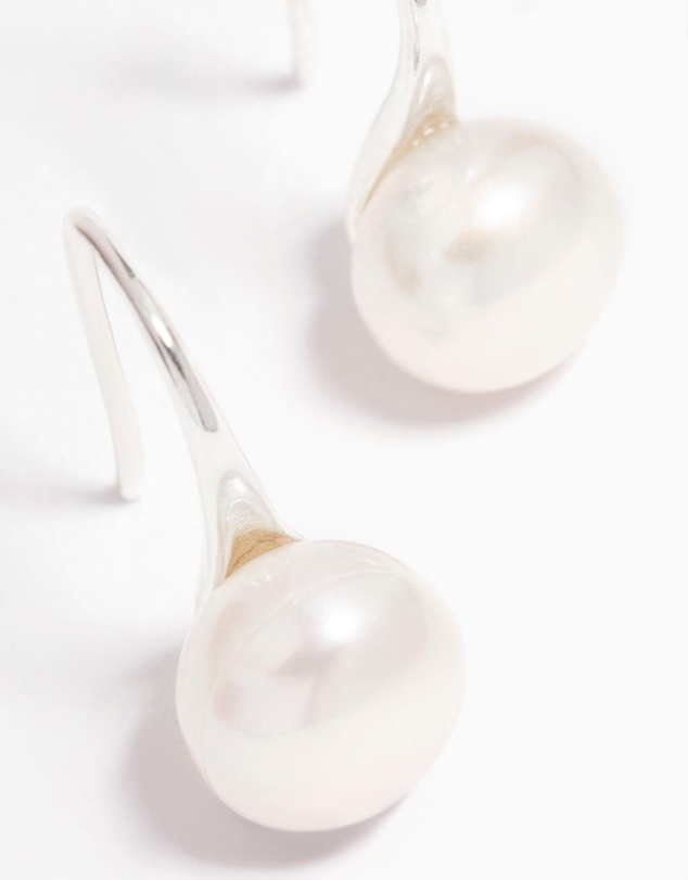 Lovisa - Silver Plated Freshwater Pearl Small Hook Drop Earrings