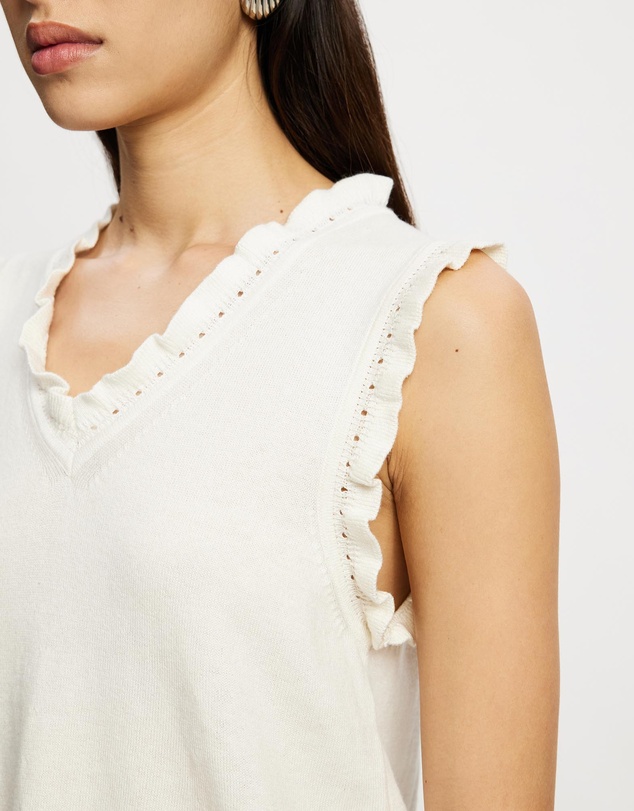 Lindsay Nicholas New York - Frill V-Neck Shell Top