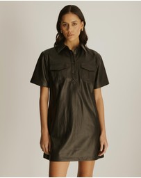 Atmos&Here - Tori PU Mini Shirt Dress