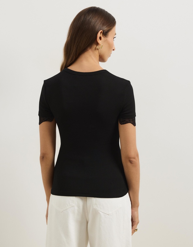 Atmos&Here - Sienna Short Sleeve Lace Jersey T-Shirt