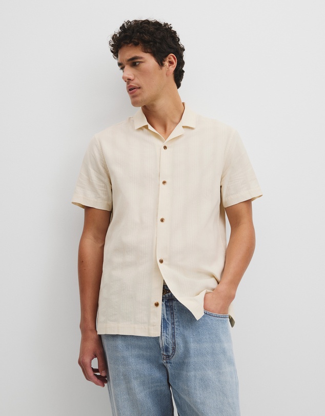Country Road - Regular Fit Short Sleeve Textured Stripe Shirt