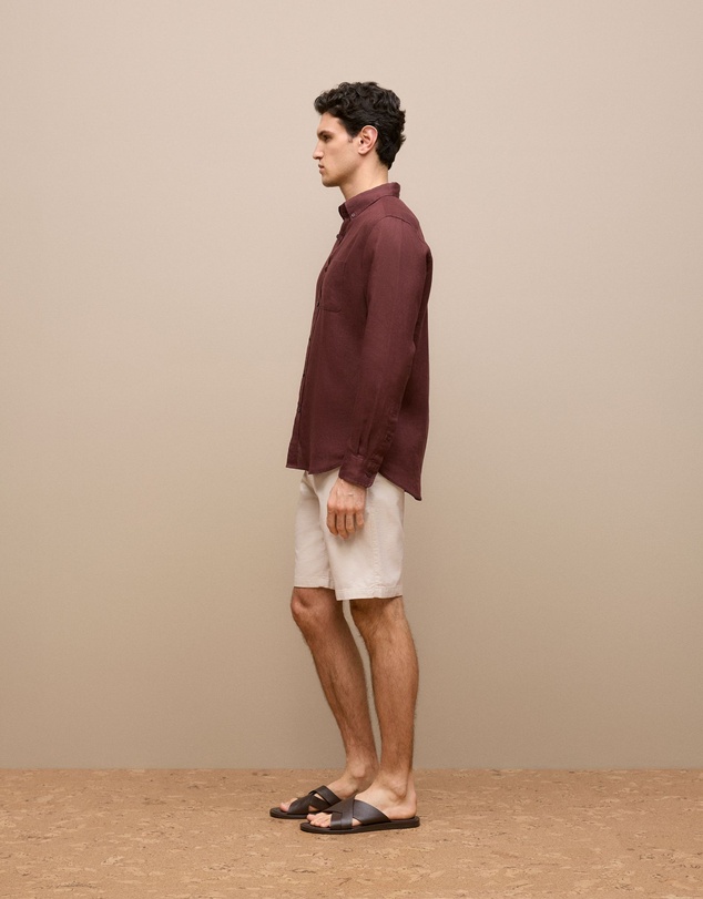 Trenery - Stretch Cotton Dobby Longline Short in Chalk