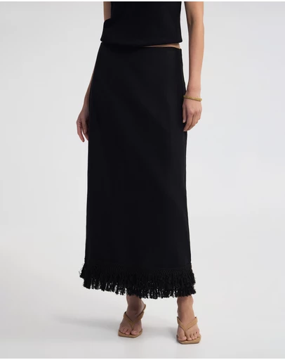 Oxford - Gabrielle Linen Blend Fringed Skirt