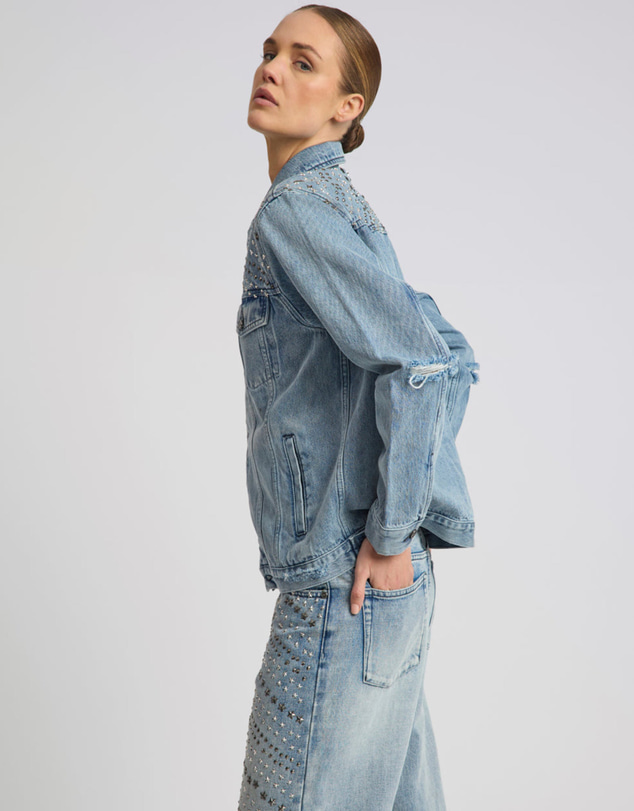 ONE TEASPOON - 25th Anniversary Limited Edition Trucker Studded Denim Jacket - Salty Dog