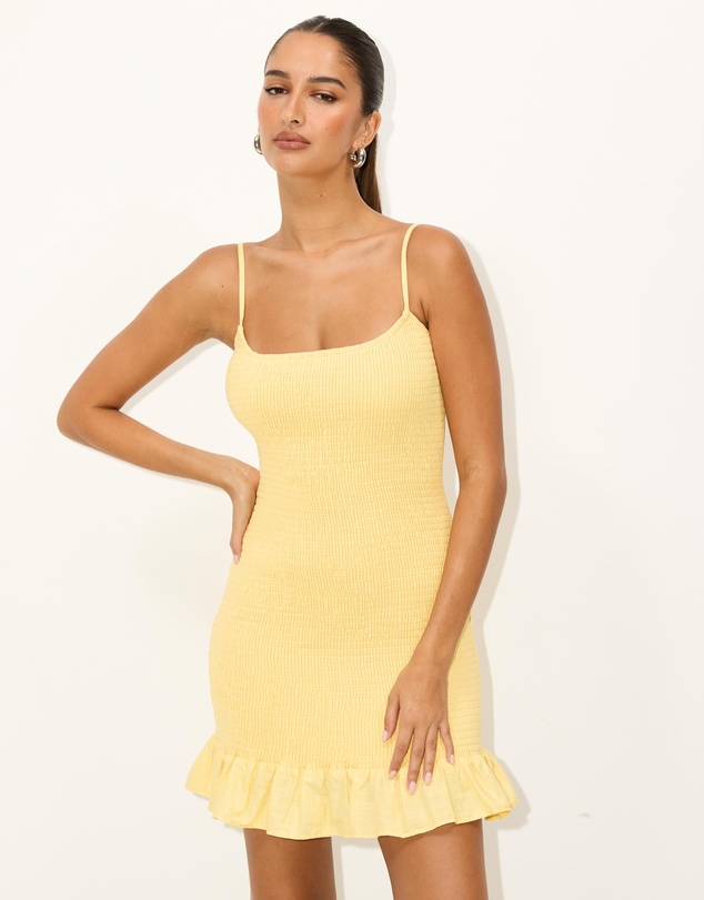 Dazie - Ferry Shirred Cotton Mini Dress