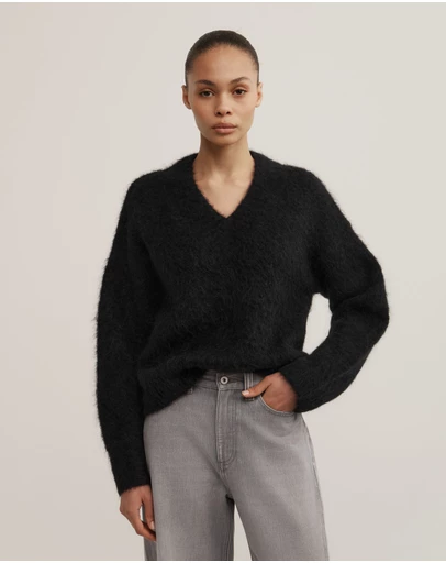 Witchery - High V-neck Fluffy Knit