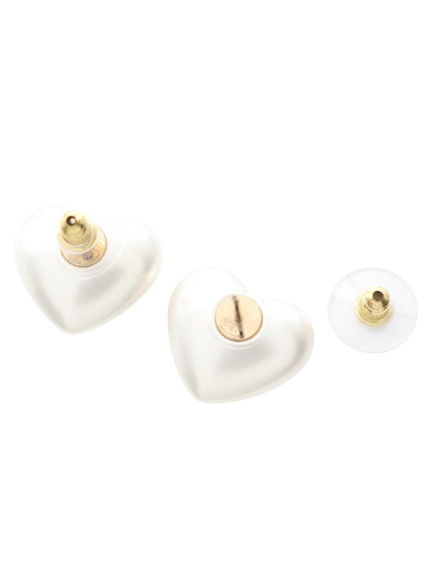 Pre-Loved by Azura Reborn - Pre-Loved CC Gold Plated Faux Pearl and Rhinestone Heart Earrings