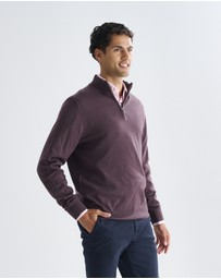 3 Wise Men - 3 Wise Men Harvey Zip Neck Merino Knit - Merlot