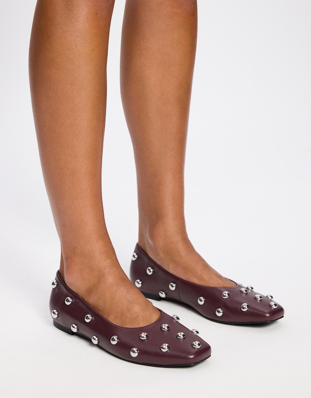AERE - Studded Leather Ballet Flats
