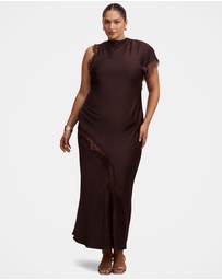Forever New Curve - Kody Curve Satin Lace Asymmetric Dress