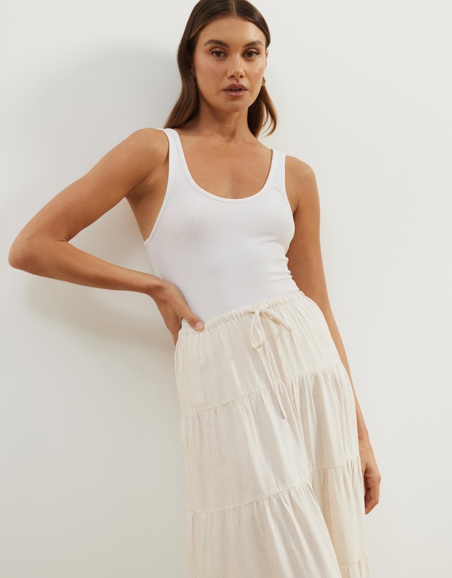 Atmos&Here - Elenora Linen Blend Tier Maxi Skirt