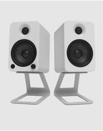 iWorld - Kanto SE4W Elevated Desktop Speaker Stands for Midsize Speakers - Pair, White