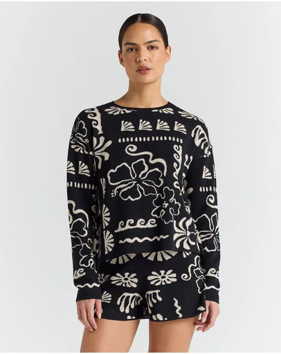 Poolside Paradiso - Jamaica LS Knit Top - Black
