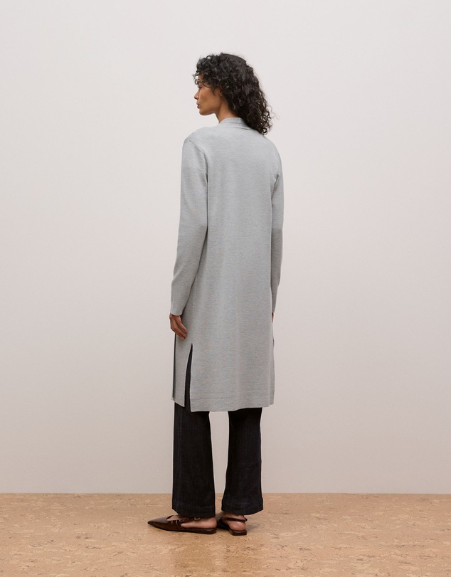 Trenery - Merino Longline Cardigan in Grey Marle