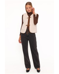 Petal & Pup - Laila Tie Front Vest - Cream Shearling