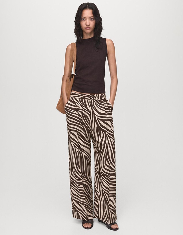 M.N.G - Straight-Leg Zebra-Print Pleated Trousers