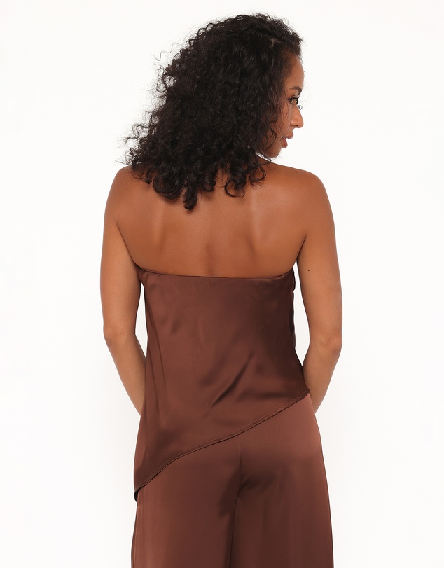Petal & Pup - Charmer Asymmetrical Longline Strapless Top - Dark Brown