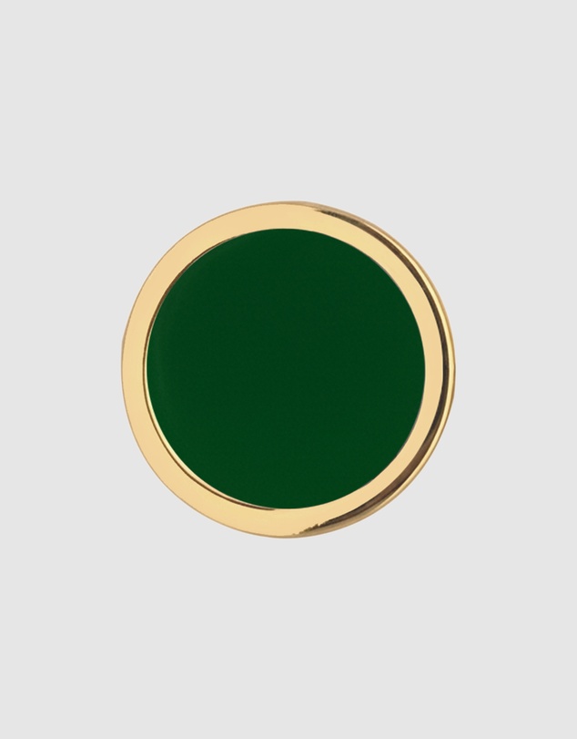 Kuzzoi - ICONIC EXCLUSIVE - Earrings Male Basic Circle Geo Enamel Green 925 Sterling Silver Gold Plated