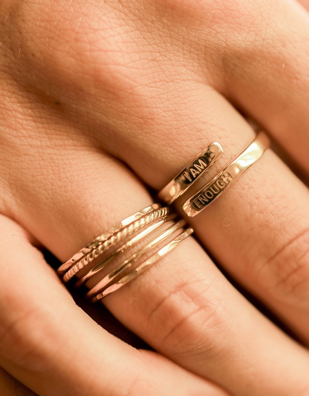 Elli Jewelry - Ring I AM ENOUGH 925 Sterling Silver Gold-plated