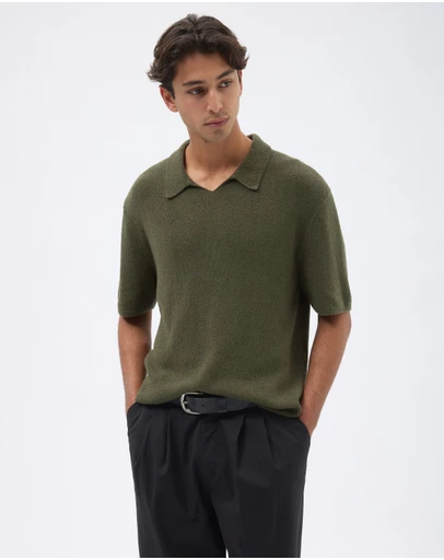 AERE - Organic Cotton Knit Boucle Polo