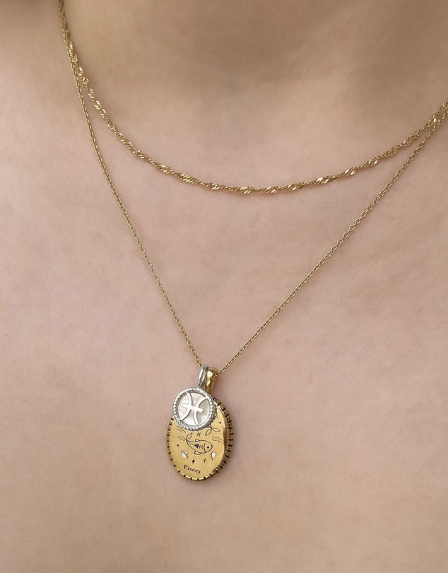 Wanderlust + Co - Pisces Zodiac Mother of Pearl 925 Sterling Silver Pendant
