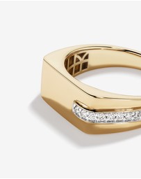 Michael Hill - Diamond Accent Men's Signet Ring in 10kt Yellow and White Gold