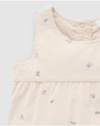 Purebaby - Embroidered Corduroy Romper - Kids-Babies