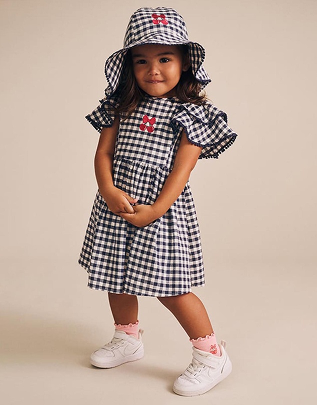 Huxbaby - Cherry Pie Frill Dress Checks - Babies