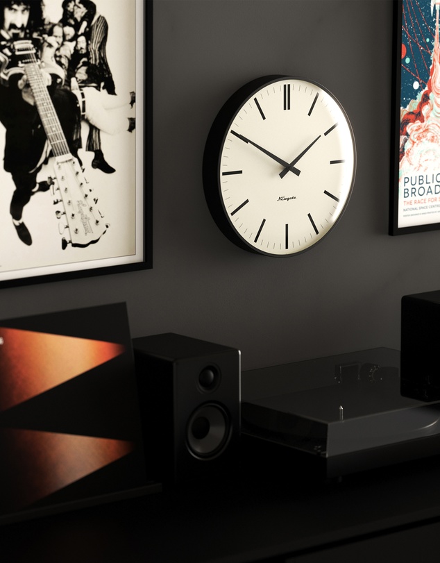 Newgate - Newgate Radio City Wall Clock Bold Black Marker Dial - Matte Black