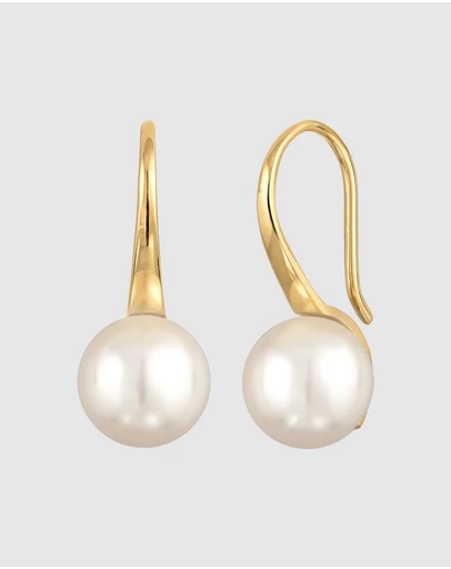 Elli Jewelry - Earrings Fishhook Elegant with Synthetic Pearl in 925 Sterling Silver Gold Plated