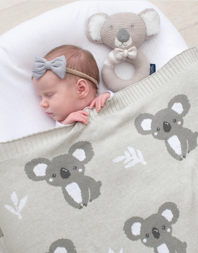 Living Textiles - Australiana Jacquard Blanket - Koala/Grey