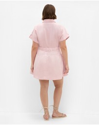 City Chic - Plus Size Ari Denim Mini Dress - heavenly pink