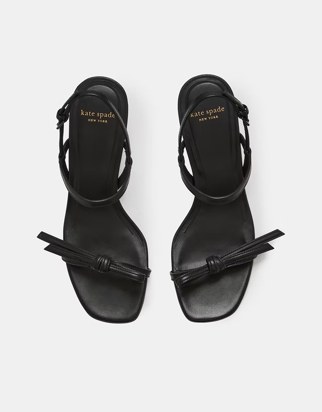 Kate Spade - Loop Smooth Leather Kitten Heel Sandals