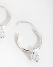 Lovisa - Sterling Silver Cubic Zirconia Heart Hoop Earrings