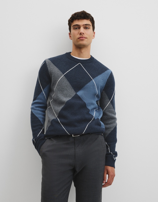 Country Road - Merino Wool Argyle Crew Neck Knit