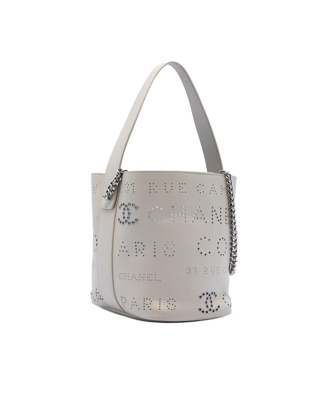Pre-Loved by Azura Reborn - Pre-Loved Small Perforated Calfskin Logo Eyelet Bucket Bag