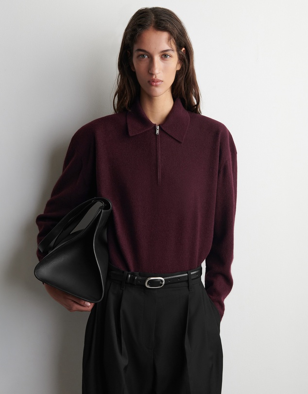 COS - Merino Wool-Yak Zip-Up Polo Shirt