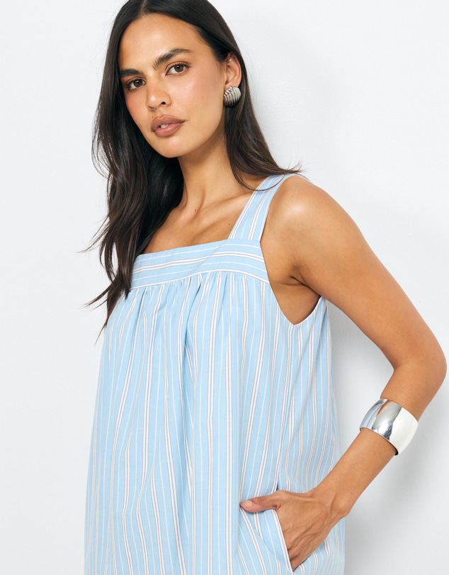 AERE - Nieve Stripe Cotton Mini Dress