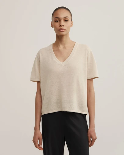 Witchery - Linen V-neck Knit T-shirt