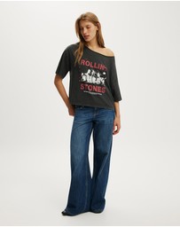 Cotton On - Lcn Music Off Shoulder Boxy Graphic Tee