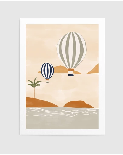 Olive et Oriel - Airballoons In Dessert by Ivy Green Illustrations Art Print