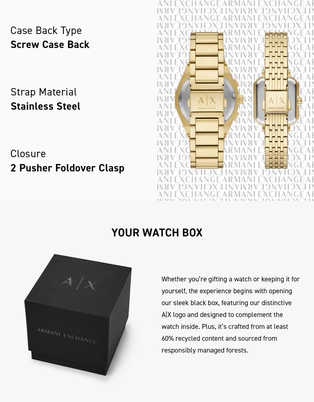 Armani Exchange - Gold Tone Chronograph Watch