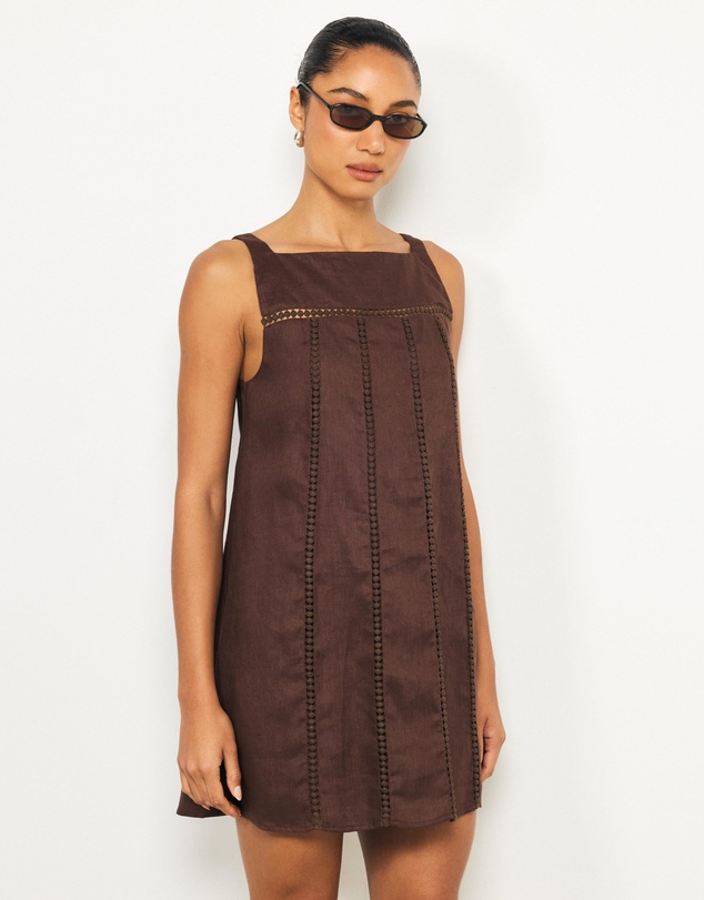 AERE - Tali Panelled Linen Mini Shift Dress